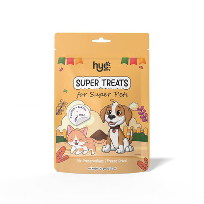 HYE Pets Super Treats for Super Pets – Freeze Dried Treats Made with Goat Milk, Pumpkin & Banana | 30g