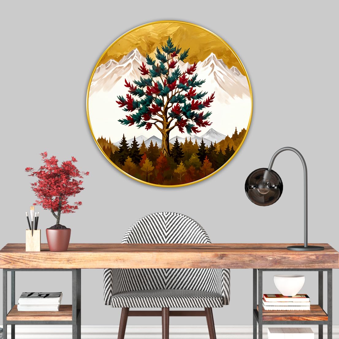 nature scenery modern art Premium Sparkle lamination Golden Slim Frame 50.8 cm x 50.8 cm Large Size, For Home/Office/Hotel painting GRL111