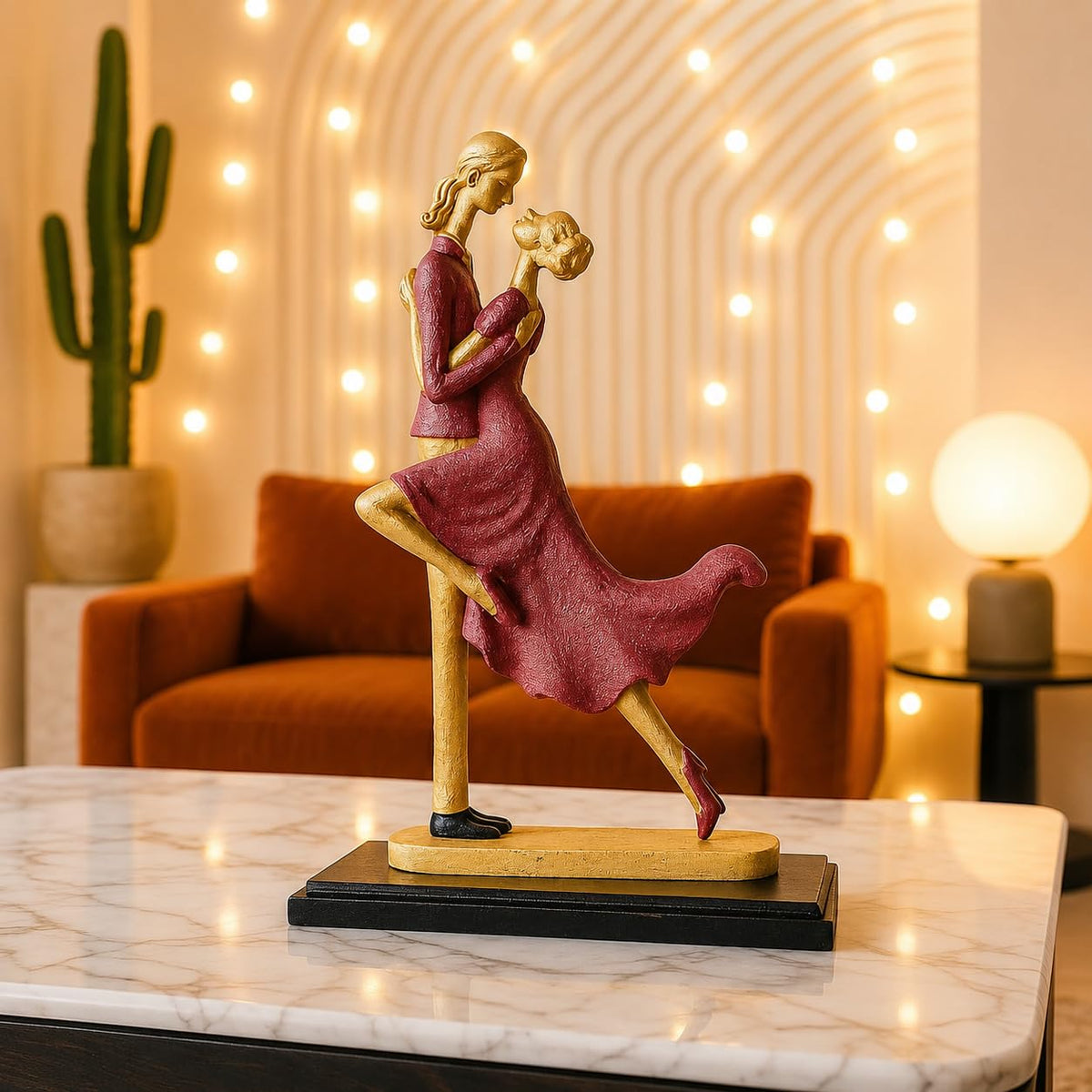 Elegant Dancing Couple Figurine | Resin Home Decor Accent | Luxury Art Piece for Living Room, Dining Room, or Entryway | Romantic and Graceful Design