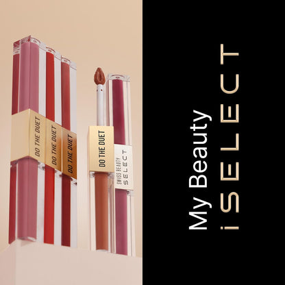 Swiss Beauty Select Do The Duet Lipstick | Matte Liquid Lipstick + Tinted Gloss | Infused with Vitamin E and Jojoba Oil | Shade-Lady Pink, 3ml |