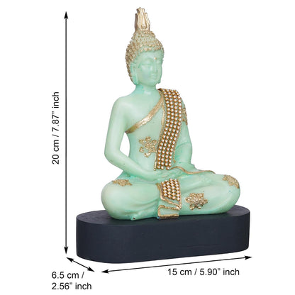 Green and Golden Resin Handcrafted Meditating Lord Buddha Statue | Serene Home Decor for Living Rooms, Meditation Spaces, and Offices | Spiritual Gift for Diwali, Housewarming