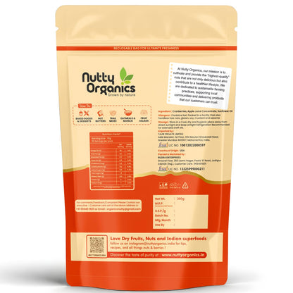 Nutty Organics Dried Cranberry, No Refined Sugar, 100% Natural, Rich in Antioxidants, High in Vitamin C, 200g