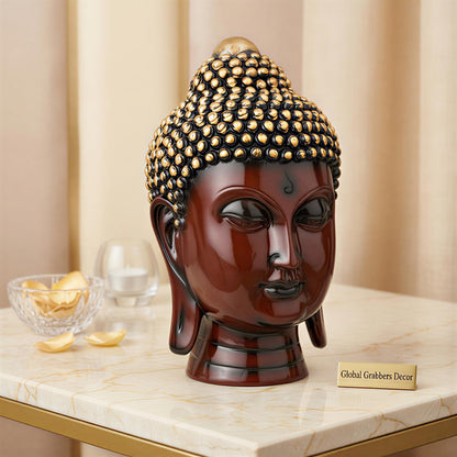 Buddha Idol Statue | Show Pieces for Home Decor Living Room (Maroon Golden)