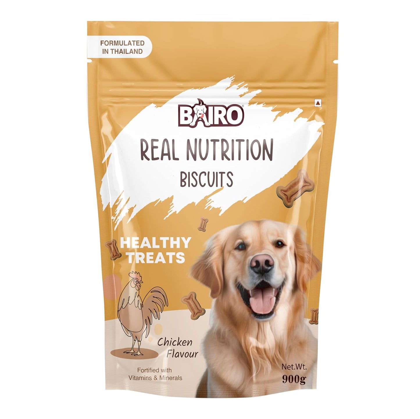 Bairo Healthy Dog Biscuit Treats – Chicken Flavour, 900g | High-Protein, Crunchy & Delicious Bone Shaped Biscuits for Dogs, All Life Stages | Promotes Healthy Teeth