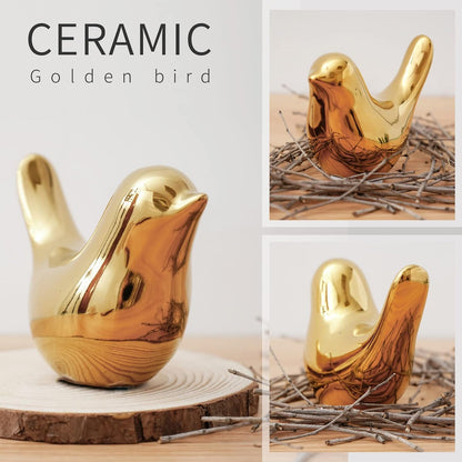 Cute Decorative Bird Showpiece for Home Decor, Gold Bird Figurine Tabletop Statue for Living Room, TV Unit, Office Desk, Bedroom, Shelf Display, Table Centerpiece & Housewarming Gift