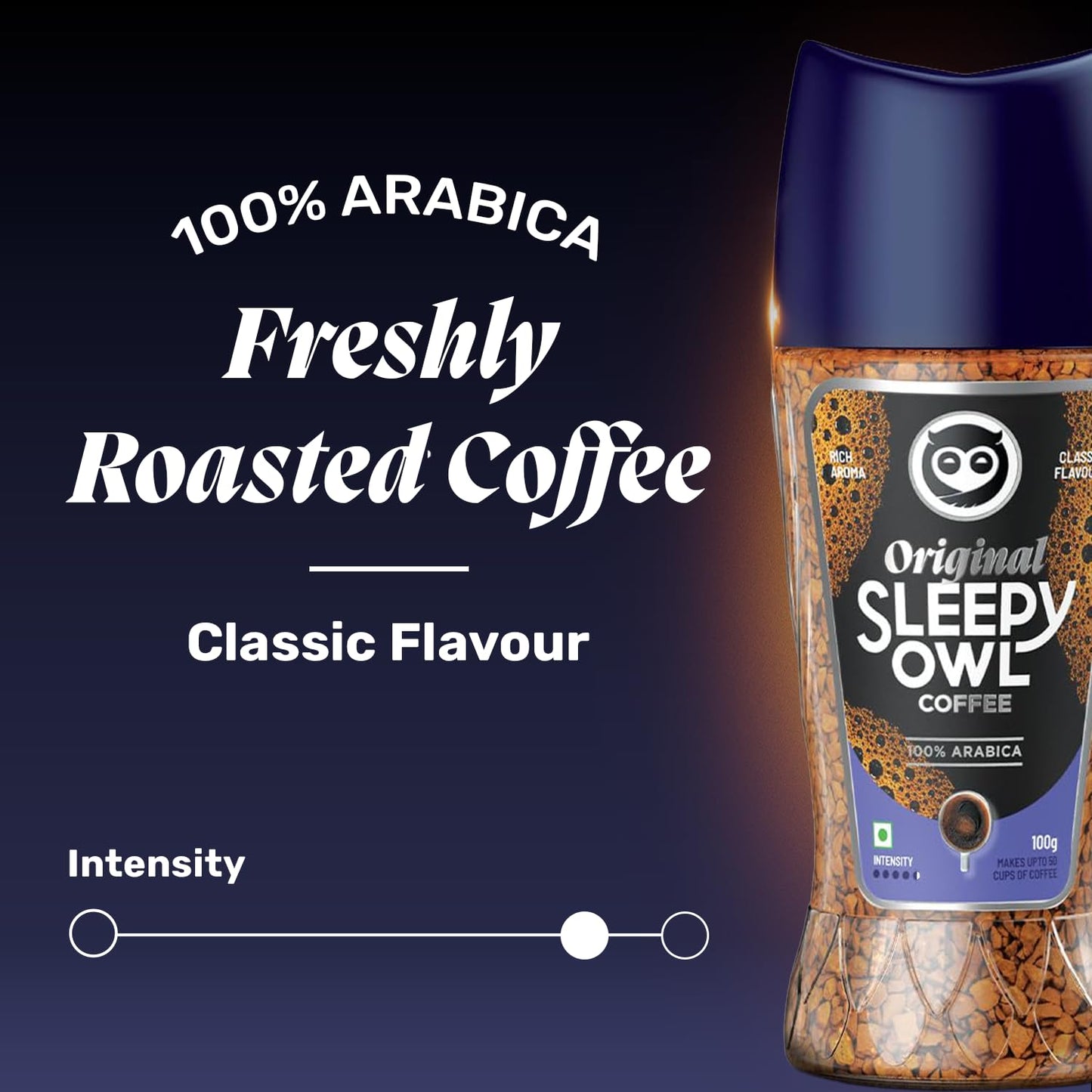 Sleepy Owl Original 100% Arabica Instant Coffee | Freeze Dried Coffee Powder - 100g | Make Café Style Hot or Cold Coffee, black Coffee, Cappuccino, Latte at Home