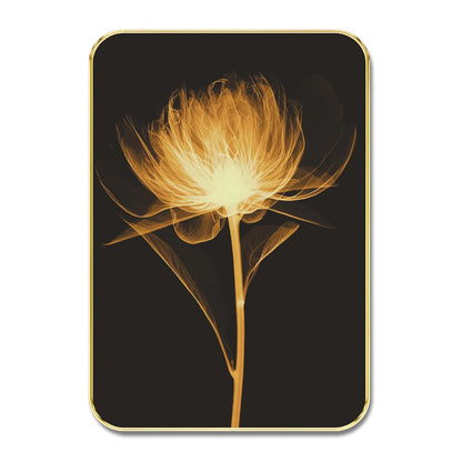 Golden Bloom Wall Painting | Glowing Single Flower Artwork with Black Background | Premium MDF Frame Decorative Art for Living Room, Bedroom, Office & Home Décor (19 x 13 Inch) MG01-1039
