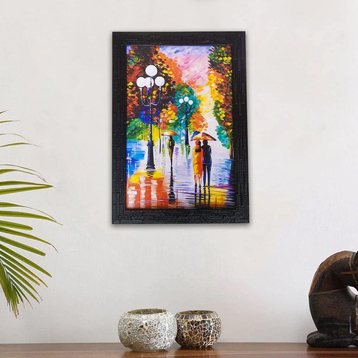 Abstract Art Wooden Framed Painting | Ready to Hang- (Wooden Frame, Multicolor, 10inch x 14 inch)