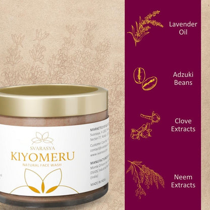 Svarasya Kiyomeru Powder Face Wash | 100 gms Ancient Natural Face Wash for Sensitive Skin | Chemical Free | Suitable for Oily and Dry Skin | For Men and Women