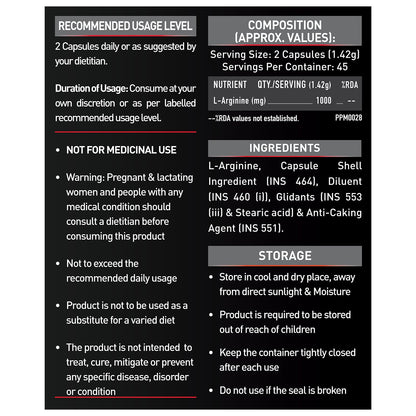 MuscleBlaze L-Arginine (90 Capsules) | Supports Nitric Oxide Production