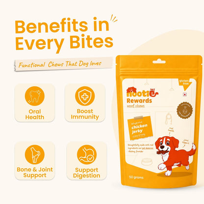 Nootie Happy Chews – Dehydrated Chicken Jerky Mango Dog Treats (50g) | All-Natural, Grain-Free Protein Snack