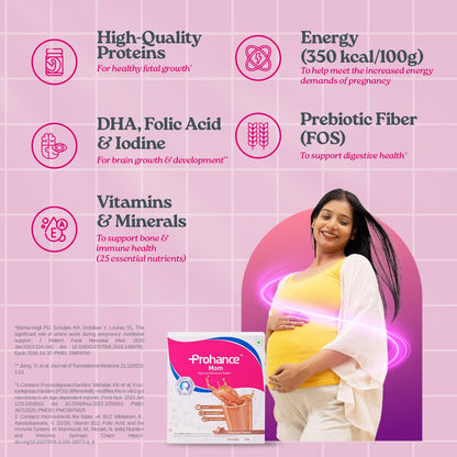 Prohance Nutritional Chocolate Drink for Pregnancy - 200g | Fetal Growth & Brain Development| Contains Dietary Fiber | Proteins, DHA, 25 Vitamins & Minerals