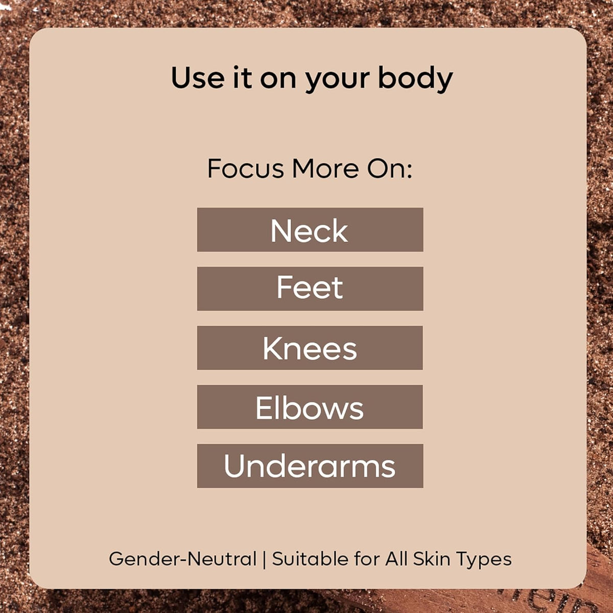 Beige card with text and checkboxes on a textured brown background