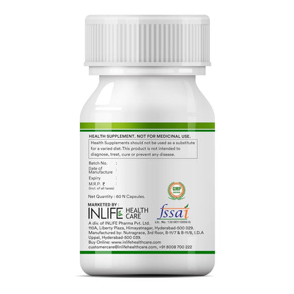 INLIFE Neem Oil 350mg with Peppermint Oil 150mg | Digestive Health & Skin, Hair Care Supplement | Enteric Coated Capsules – 60 Liquid Filled Vegetarian Capsules (Pack of 1, 60)