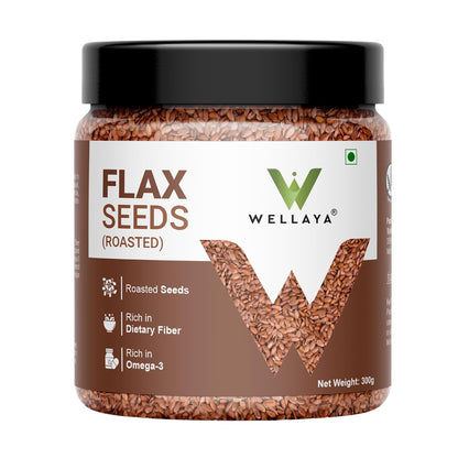 WELLAYA Flax Seeds- Alsi Seeds | Rich Protein Healthy Roasted Seeds for Eating | Source of Iron & Dietary Fibre | Vegan Superfood for Wellness