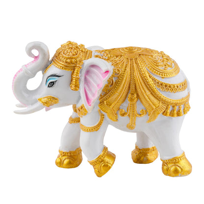 Decorative White and Gold Elephant Figurine Statue 4 INCH