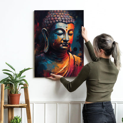 Abstract Buddha Painting for Living Room, Buddha wall Art Painting for living room, Bedroom, office and Home, Canvas, 16x22 Inch