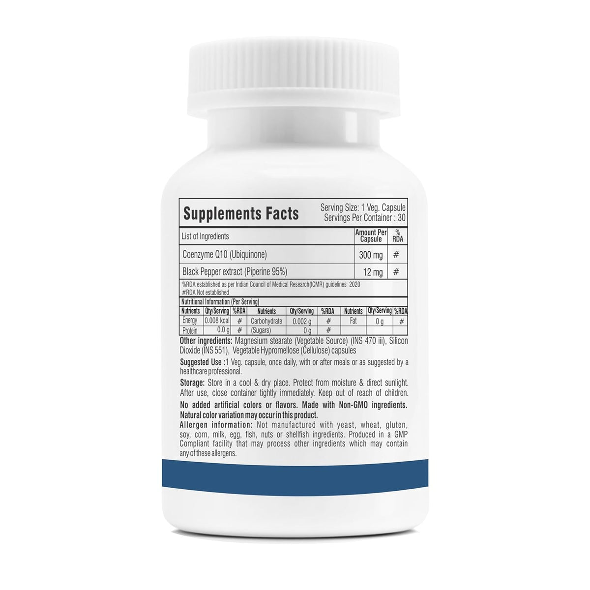 Supplement bottle with label on a white background