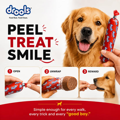Drools Puppy & Adult Dog Sausage 360g (5+1 Free) | Chicken Flavour | Supports Brain & Vision Development | Promotes Muscle Growth | Aids Digestion & Overall Wellness