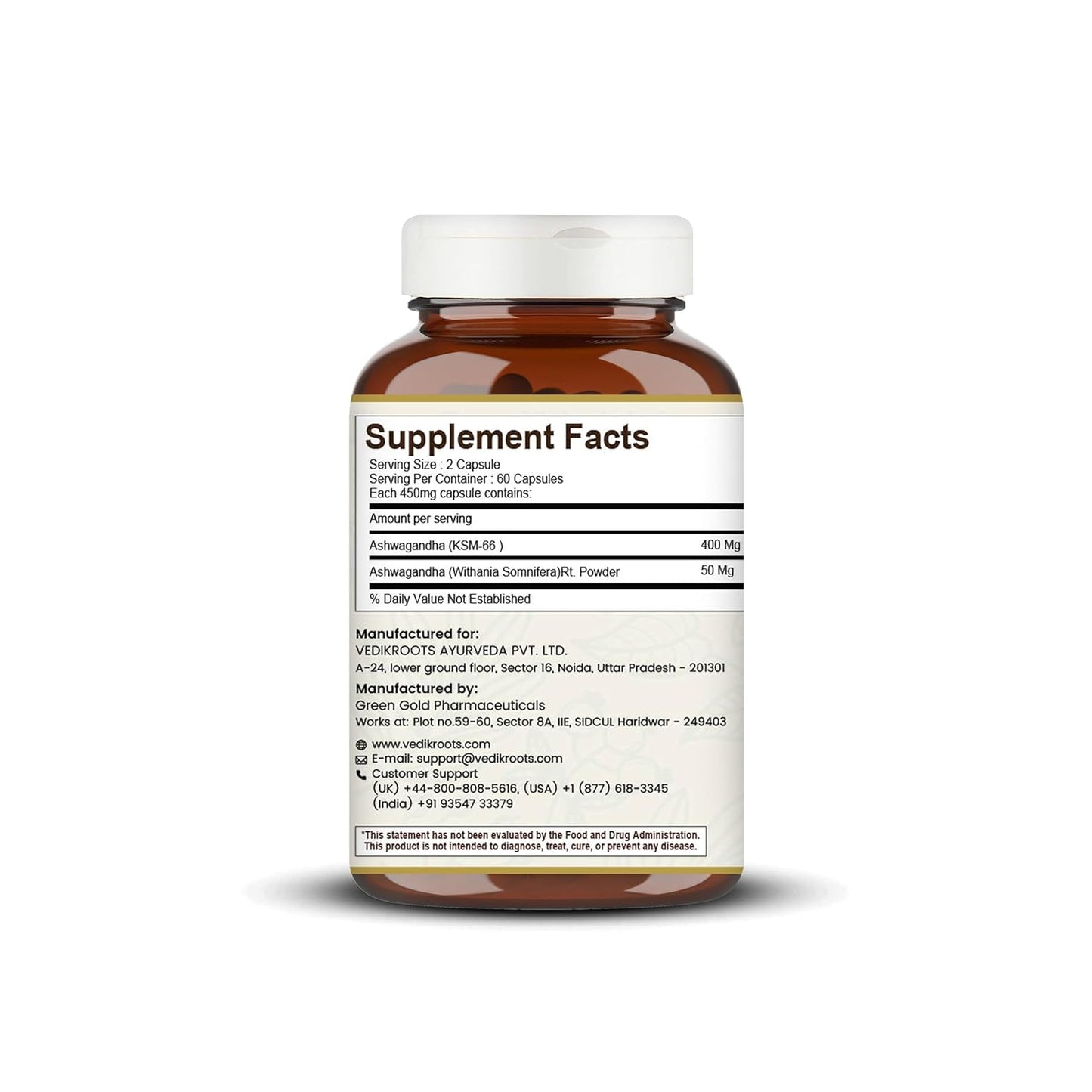Supplement bottle with label on a white background