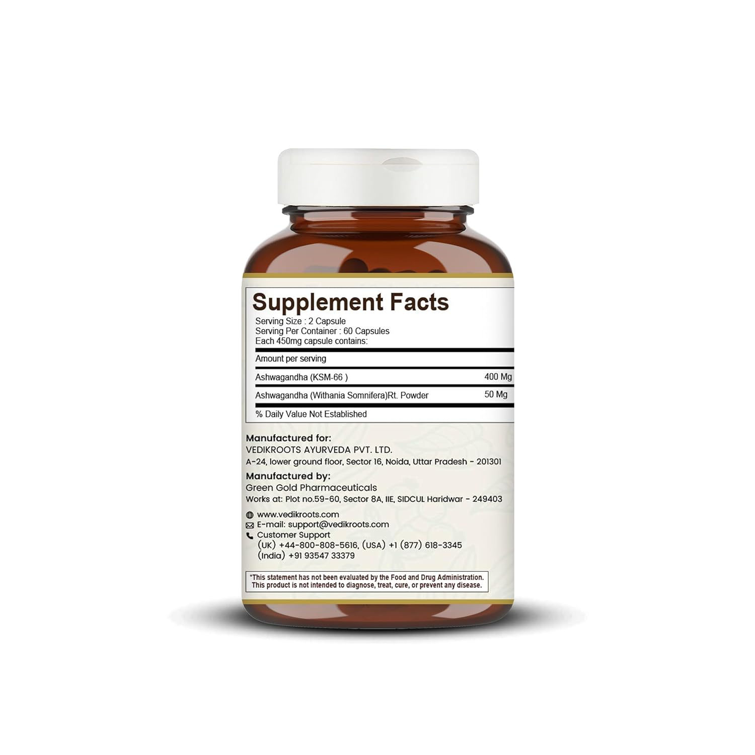 Supplement bottle with label on a white background