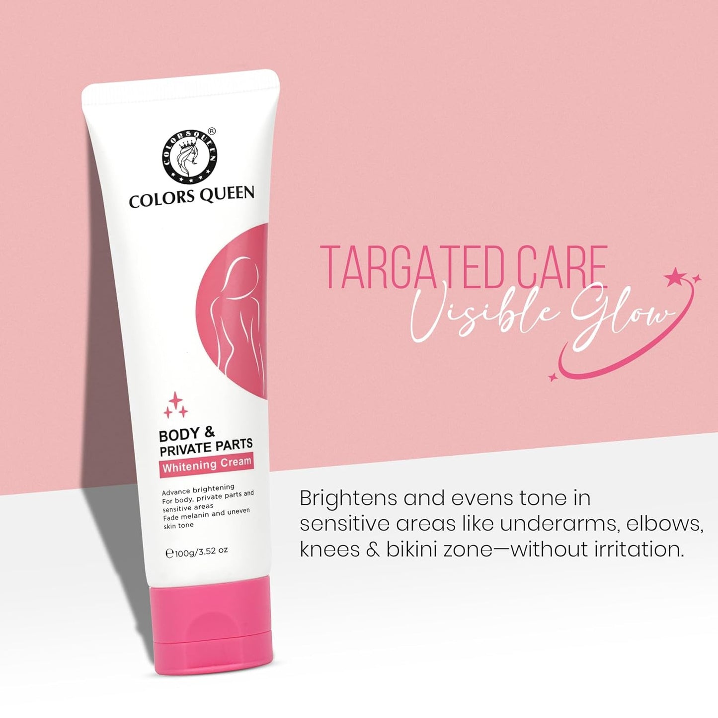 Colors Queen Body & Private Parts Whitening Cream | Dermatologist Tested Retinol Cream for Dark Body Parts Like Neck, Ankles, Knuckles, Armpits, Thighs & Elbows with Niacinamide and Hyaluronic Acid – 100g