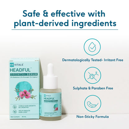HK Vitals by HealthKart Headful Growth+ Serum with 3% Redensyl™, 3% Procapil™, & 5% Capixyl™ (30ml) | For Hair Growth & Hair Fall Control | Dermatologically Tested