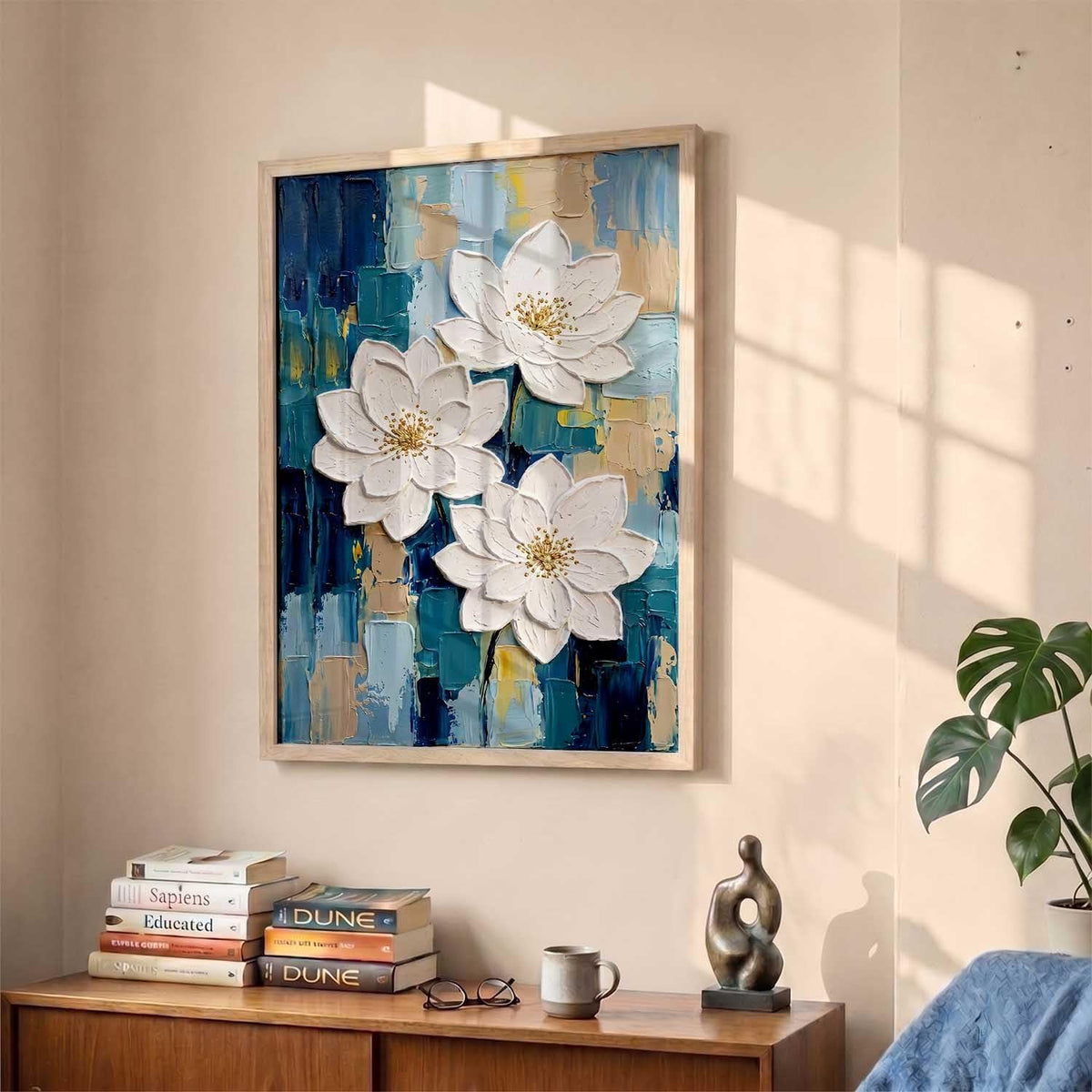 Aesthetic flower Art Home Decoration Painting | Floral Paintings With Frame For Living Room Bed Room Hotel Wall Decor Digital Reprint (13x17 inch)