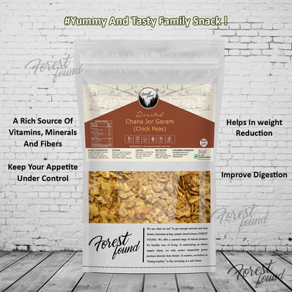 Forest Found Black Chana Jor Garam | Vacuum Roasted Gluten Free & Low Fat Healthy Snacks | No Salt No Masala Diet Namkeen Vegan Protein Roasted Bengal Gram - 900g (Pack of 1)
