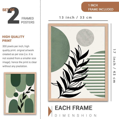 Aesthetic Floral Art Home Decoration | Boho Floral Paintings With Frame For Living Room Bed Room Hotel Wall Decor Digital Reprint Set of 2 (13X17 inch)