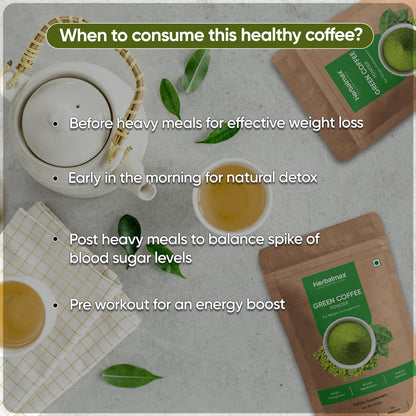 Herbal Max Green Coffee Powder | Natural Weight Management & Energy Support | Organic, All-Natural Supplement for Digestion, Metabolism & Daily Wellness | 100 g