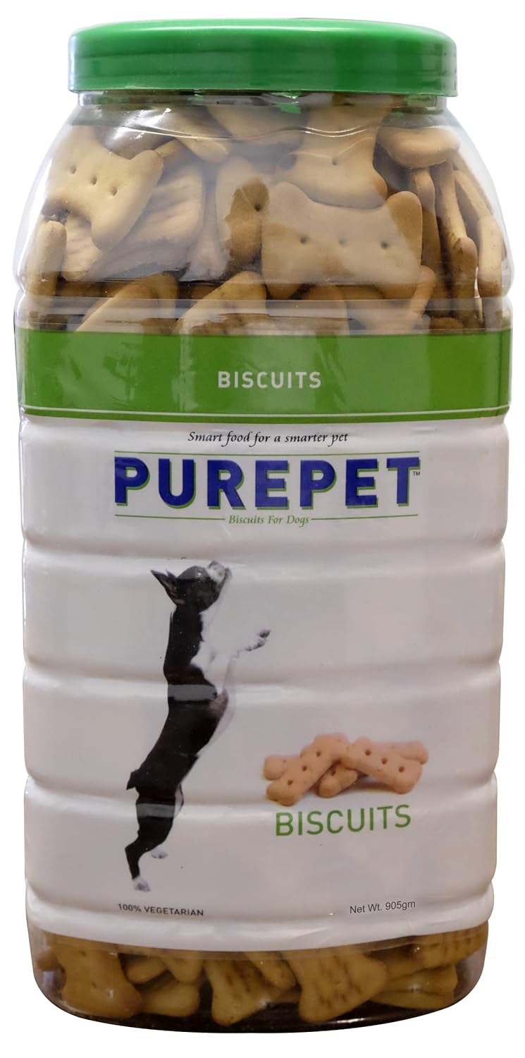 Purepet 100% Vegeterian Biscuit,Dog Vegetable Treats For All Life Stages- Jar, 905g