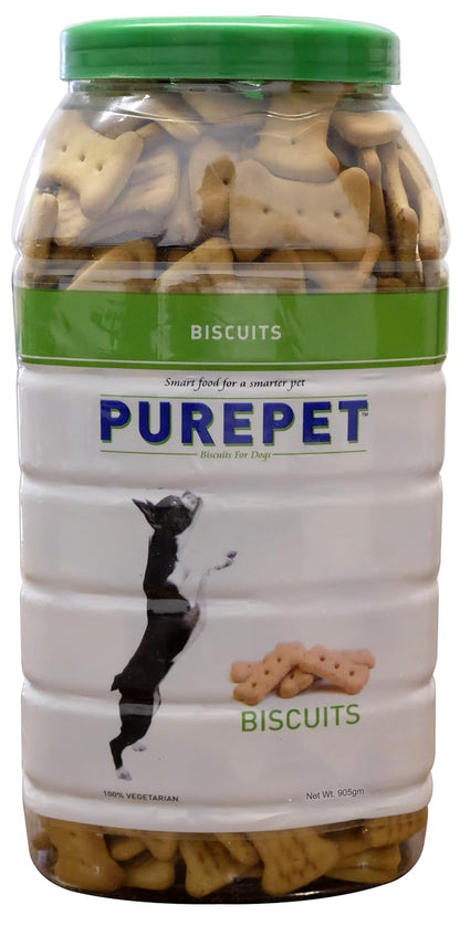 Purepet 100% Vegeterian Biscuit,Dog Vegetable Treats For All Life Stages- Jar, 905g