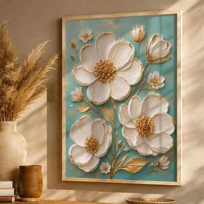 Floral Wall Art Home Decoration | Aesthetic Floral Paintings With Frame For Living Room Bed Room Hotel Wall Decor Digital Reprint Set of 1 (14X20)