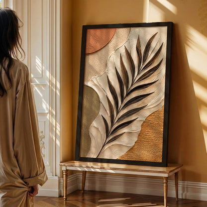 Floral Botanical Wall Painting with Frame | Premium Textured Flower & Leaf Artwork, Pastel Nature Wall Decor Framed for Living Room Bedroom Office and Home Decoration (Art-12,13x19inch)