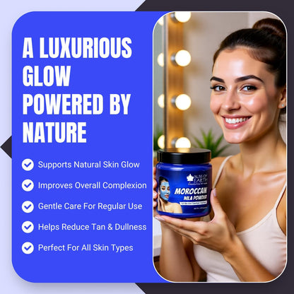 Bliss of Earth Moroccan Nila Powder 50gm for Face | Tan Care & Pore Care | Blue Powder for Deep Cleansing, Skin Care & Smooth Texture Support