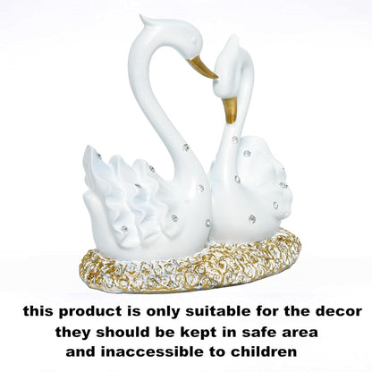 Ceramic Swan Statue for Home Decor - Aesthetic Showpiece - Decorative Sculpture for Home Decor & Office Decor - 16x9x18 CM