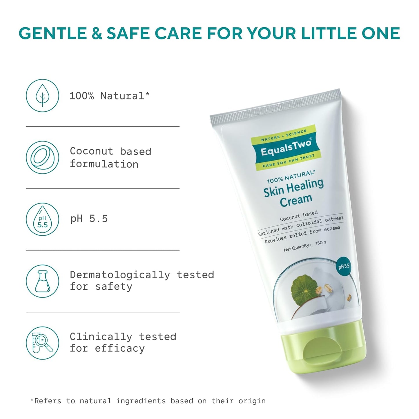 EQUALSTWO by Zydus Skin Healing Cream for Baby & Mom – 150gm | Eczema Relief, Rash & Dry Itchy Skin | pH 5.5 | Dermatologist-Tested | Gentle Moisturizer for Sensitive, Red, Irritated Skin, (Pack 1)