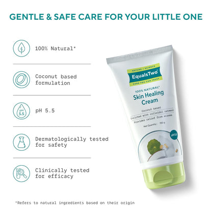 EQUALSTWO by Zydus Skin Healing Cream for Baby & Mom – 150gm | Eczema Relief, Rash & Dry Itchy Skin | pH 5.5 | Dermatologist-Tested | Gentle Moisturizer for Sensitive, Red, Irritated Skin, (Pack 1)