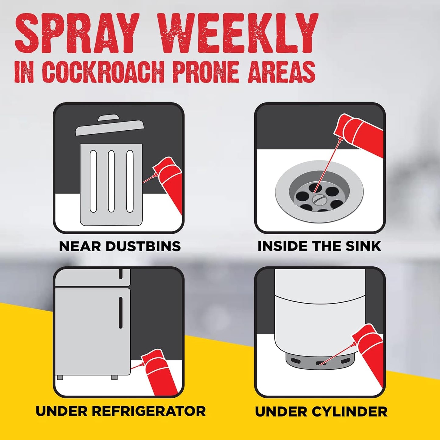 HIT Crawling Insect Killer – Cockroach Killer Spray | Instant Kill | Deep-Reach Nozzle | Fresh Fragrance, 400ml