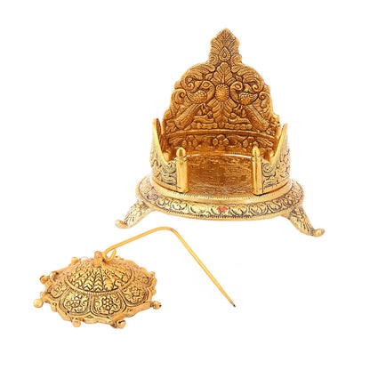 Big Aluminium Metal Antique Golden Finish Singhasan Laddu Gopal aasan, 1 Piece