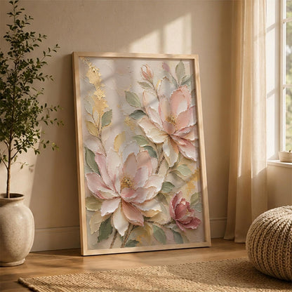 Floral Wall Art Home Decoration | Aesthetic Floral Paintings With Frame For Living Room Bed Room Hotel Wall Decor Digital Reprint Set of 1 (14X20)
