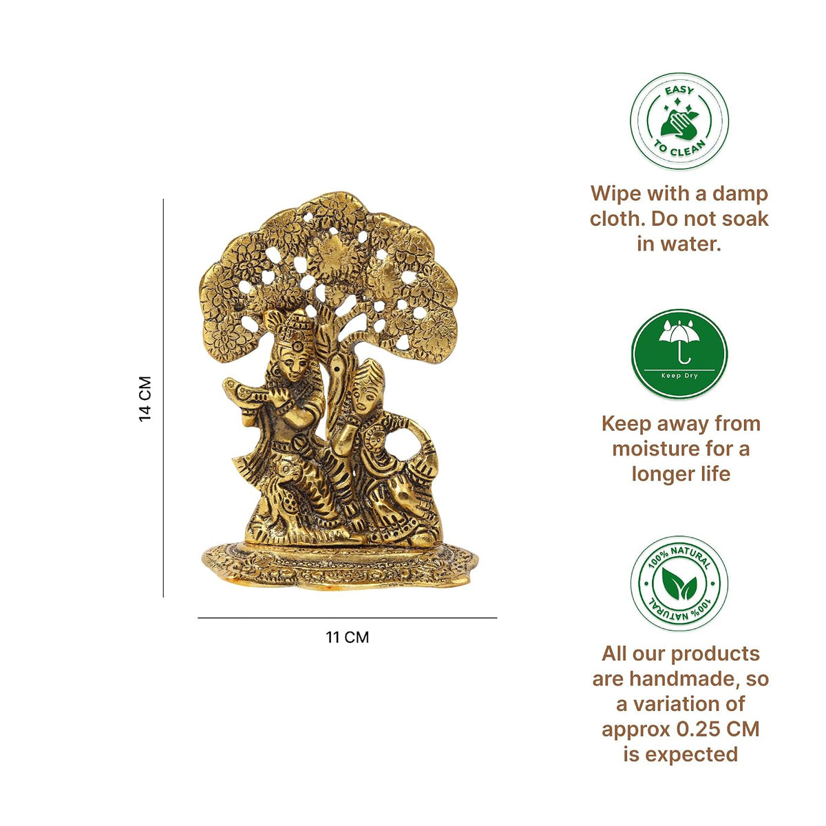 Radha Krishna Idol & Figurine for Home | God Idol for Pooja Room | Krishna Statue, Radha Krishna Murti & Gift Article (L11 x W7 x H14 cm)