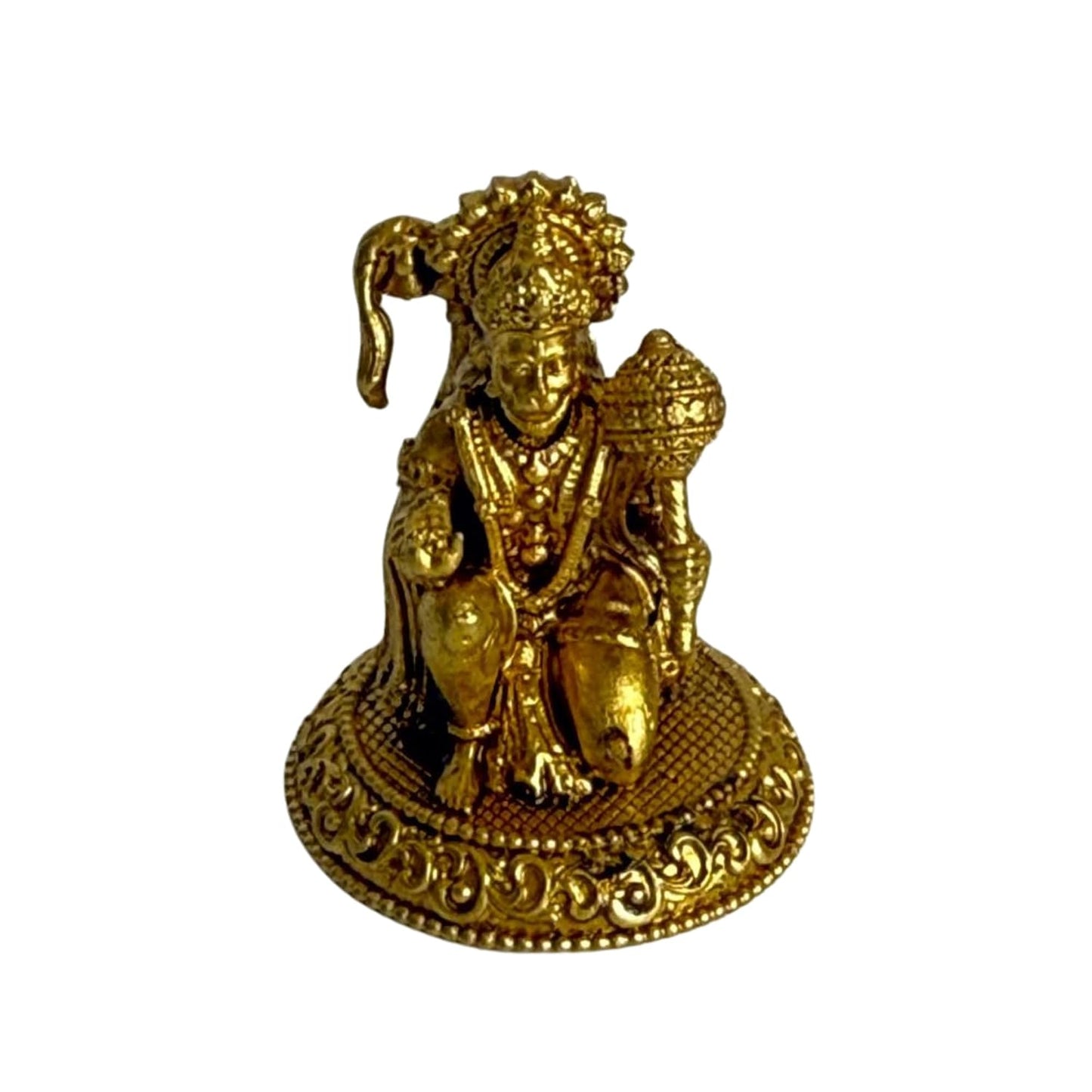 eCraftIndia Gold Brass Hanuman Idol for Daily Pooja Rituals Home Temple | Hanuman Ji Statue Figurine Bajrangbali Murti