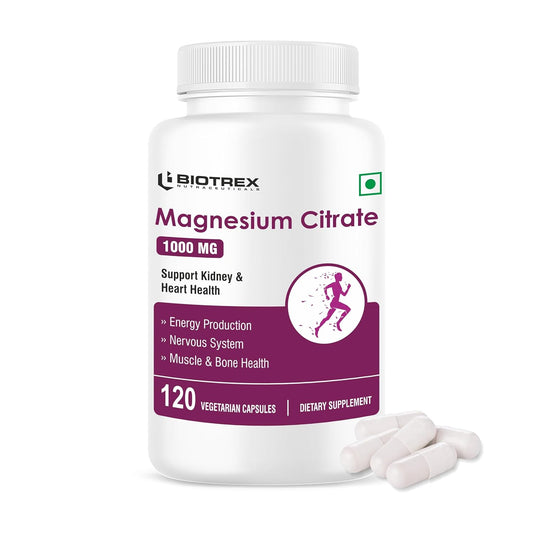 Biotrex Nutraceuticals Magnesium Citrate Supplement, Supports Bone & Sleep Health - 120 Vegetarian Capsules
