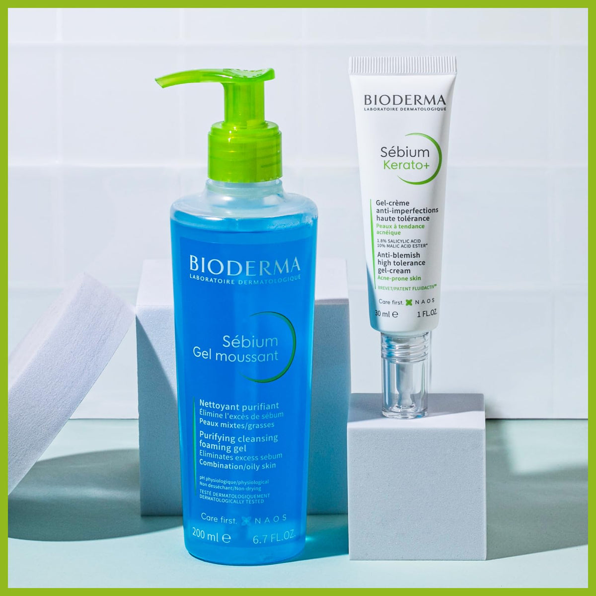 Bioderma skincare products on a light background