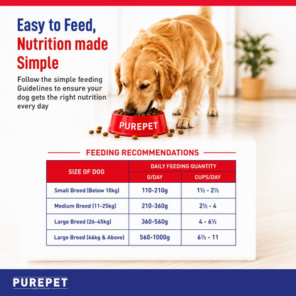 Purepet Adult Dry Dog Food 10kg | Meat & Rice Flavour | Promotes Health & Vitality | Immune Support | Healthy Digestion | Nutrient Rich