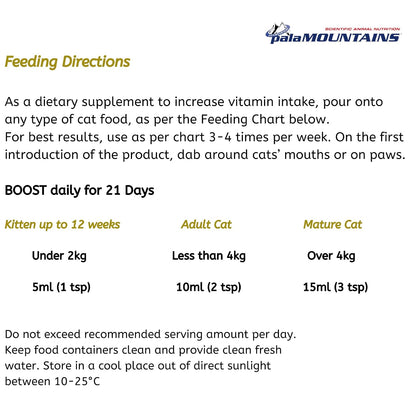 Palamountains My Beau for Cats – Omega 3 & 6, Essential Vitamins – Enhances Skin, Coat, Immunity, Digestion & Reduces Fur Balls – High Absorption & Palatable Formula (300ml)