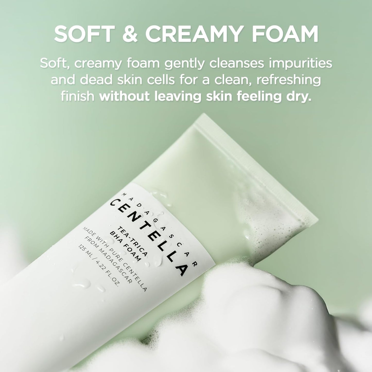 SKIN1004 Madagascar Centella Tea‑Trica BHA Foam Cleanser | Gentle Exfoliating Face Wash, 125 ml