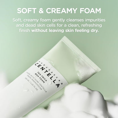 SKIN1004 Madagascar Centella Tea‑Trica BHA Foam Cleanser | Gentle Exfoliating Face Wash, 125 ml